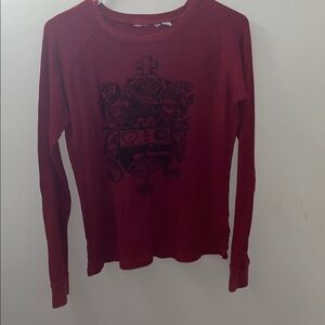 ✨🆕L.A.M.B. Fall 2006 Red Thermal Long Sleeve Shirt Sz L!✨